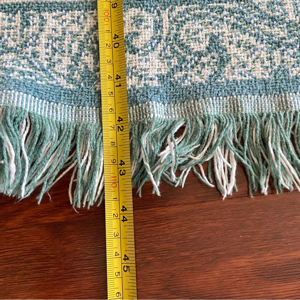 CAT Kitten Aqua Blue and White Cotton Tapestry Throw Blanket - Picture 5 of 6